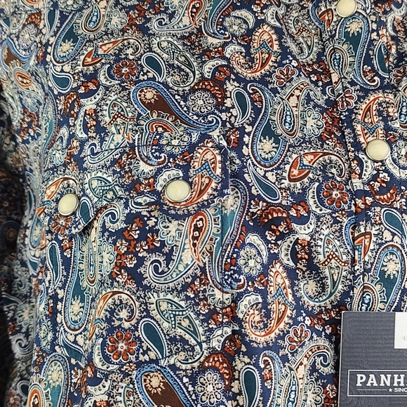 Panhandle Women's Rough Stock By Paisley Blue Long Sleeve Snap Western Shirt - Picture 4 of 8